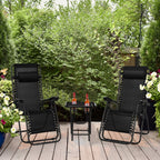 Vebreda 3 Pieces Lounge Chairs Table Set Folding Portable Zero Gravity Reclining Chair