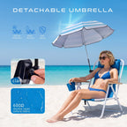Vebreda Beach Chair with Umbrella, Folding Heavy Duty Camping Chair, Blue