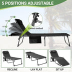 Folding Chaise Lounge Chair for Outside Patio Beach