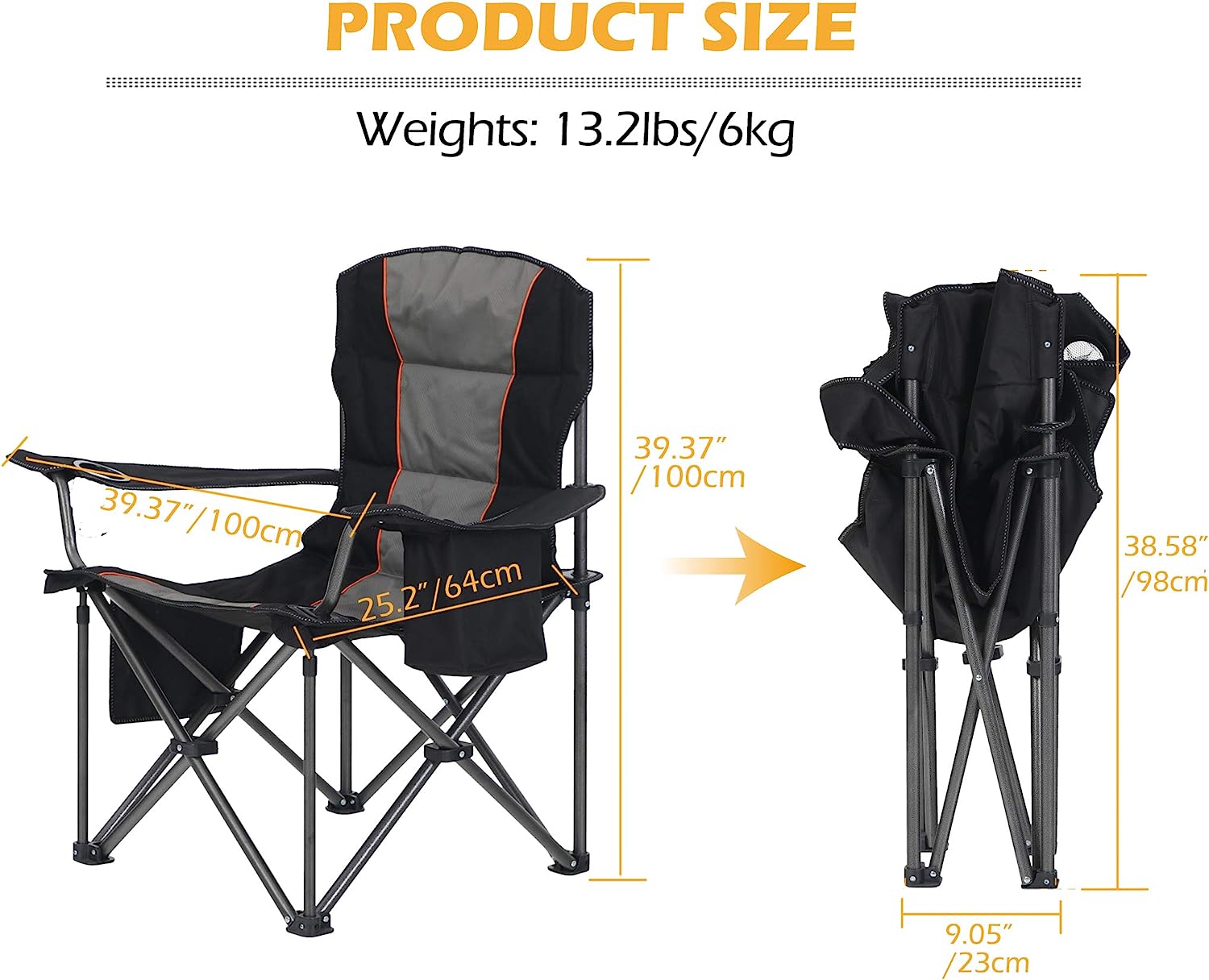 Portable Camping Folding Chair Heavy Duty Foldable Outdoor Chair