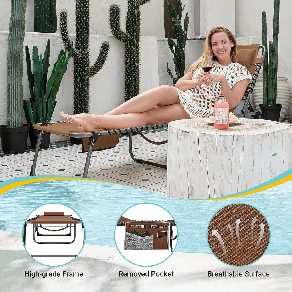 Folding Chaise Lounge Chair for Outside
