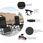 Vebreda 3 Pieces Lounge Chairs Table Set Folding Portable Zero Gravity Reclining Chair